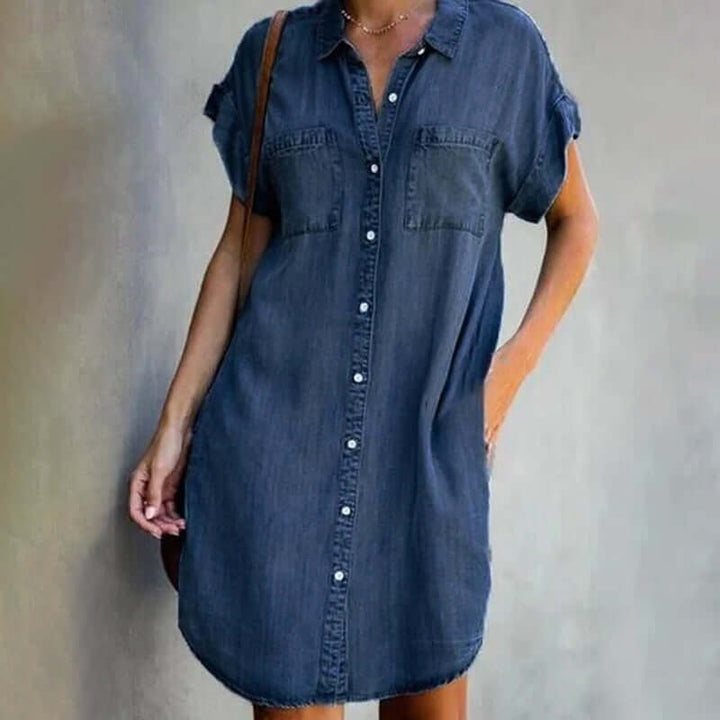 Valerie™ Vestido de Denim Elegante con Cobertura de Barriga
