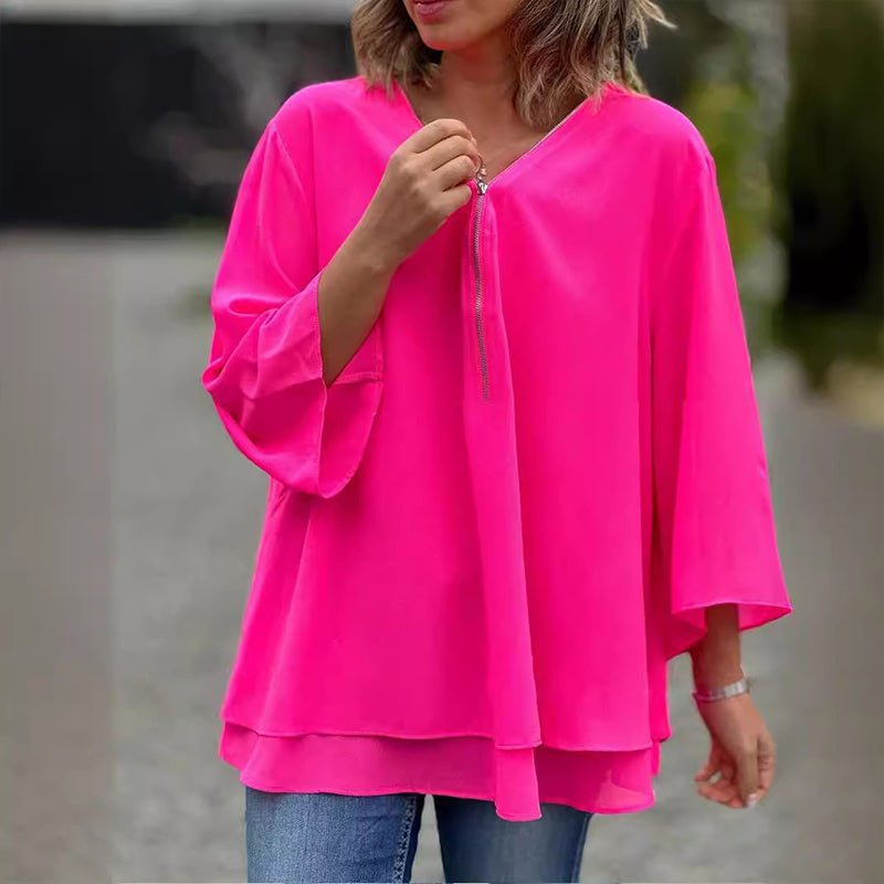 Lorelai | Blusa de Chiffon con Cremallera