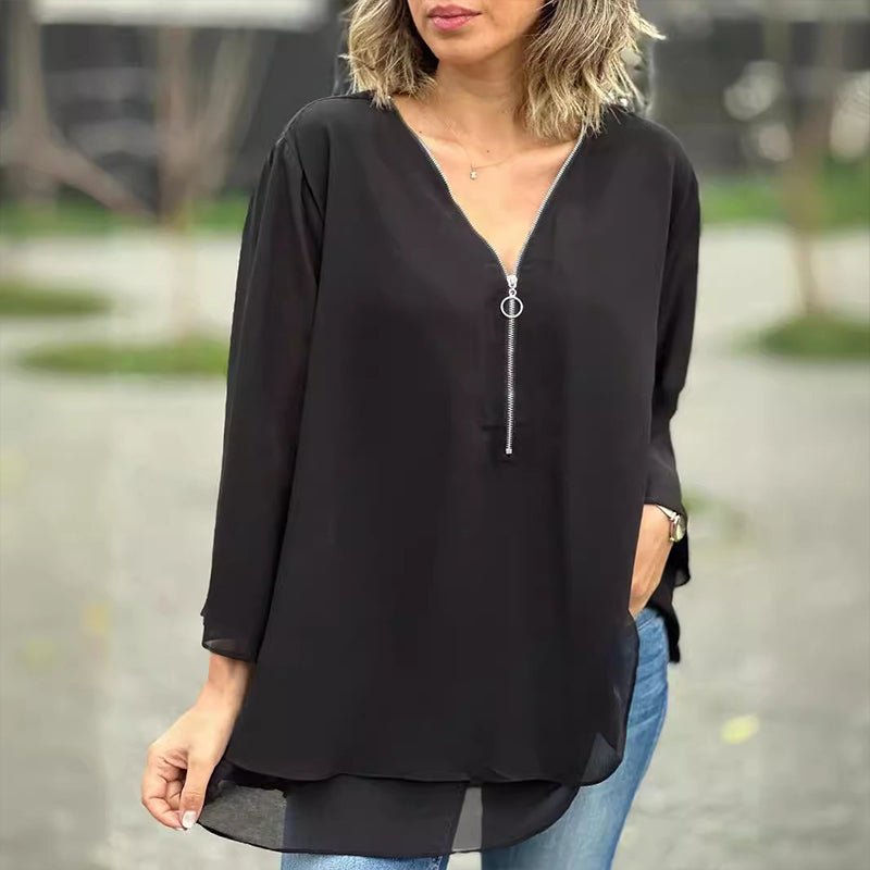 Lorelai | Blusa de Chiffon con Cremallera